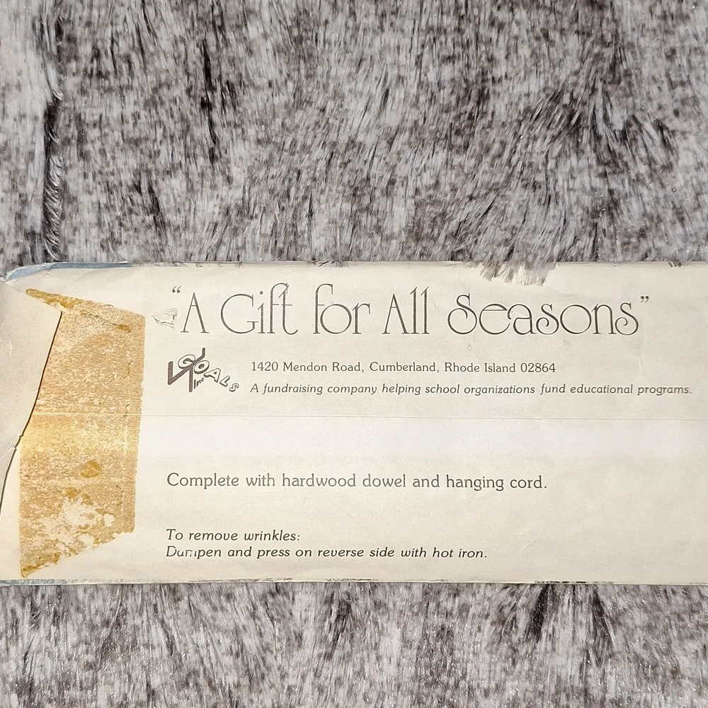 🪑 1988 fabric dish cloth towel wall hanging calendar w/original envelope, dowel